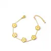 Pulsera de Moda Elegante Simple de Color Fritillaria Trébol de Cuatro Hojas Cinco Flores Estilo Lujo Ligero Europeo y Americano Joyería de Mano de Alta Gama para Mujer