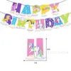Bandera de Dibujos Animados de Venta Caliente Transfronteriza Banner de Decoración para Fiesta de Cumpleaños Infantil Bandera de Cola de Pez de Personaje de Anime Bandera Cuadrada con Letras