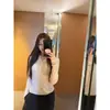 Camiseta de punto de manga larga con cuello polo estilo vintage para mujer, adecuada para usar en otoño, corte ajustado, y se puede usar como capa exterior o como capa base, fina y ligera