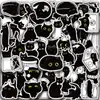50 Paquetes de Pegatinas de Diario Gato Negro Pueden Decorar Bolsos, Fundas para iPad y Teléfono, Tazas de Café, Maletas, Pegatinas Impermeables
