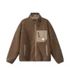 Jaqueta Patchwork de Lã de Cordeiro Estilo Retrô com Gola Alta para Homens, Primavera e Outono Estilo Japonês Corte Solto Versátil Casual para Casais