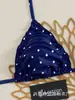 Conjunto de Biquíni Feminino Duas Peças Estilo Bikini Tecido Liso Estampado Alças Finas Design com Babados e Metal