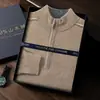 Nuevo suéter de cachemira 100% para hombre de otoño e invierno, cuello semialto, con cremallera, base de punto de cachemira pura, moderno