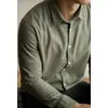Chaqueta Camisa Casual Mezcla de Algodón y Lino Oxford para Hombre Nueva Primavera 2025 Manga Larga Ligera y Madura Ropa Exterior Camisa de Pulgada