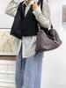 Bolso Tejido de Cuero Suave Bolso Almohada Bolso Tofu Gran Capacidad Bolso de Axila Un Hombro Cruzado Bolso para Desplazamiento de Gama Alta Combinable