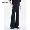 Calça de Terno Masculina de Alta Rua Americana com Caimento Simples em Forma de Lâmina, Nova Coleção de Outono, Cor Sólida, Não Amassa, Toque de Luxo, Micro-Flare, Longa