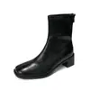 [En Stock] Botines Bajos Silenciosos, Tacones Altos para Viajar, Botas Elásticas Ajustadas, Botas Retro de Tacón Grueso con Suela Suave para Otoño e Invierno