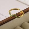 Aogu Anillo Abierto Geométrico de Cobre Chapado en Oro Real con Zirconia de Lujo Accesible y a la Moda para Mujer Ins Nicho de Gama Alta Elegante Nuevo