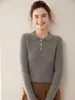 Moda Otoño/Invierno Nueva Casual Suave Cachemir Tejido Capa Base Superior para Mujer, Manga Larga, Cálido, Corte Delgado, Cuello Polo