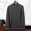 Suéter de Cachemir Grueso de Doble Capa para Hombre con Cuello Medio Alto Color Sólido, Nuevo Suéter Base Grueso de Cachemir para Hombre Otoño e Invierno