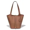 Bolso de Hombro Tipo Cesta Extra Grande de Cuero Genuino de Alta Calidad, Piel de Vaca de Primera Capa, Bolso Bandolera Tipo Cubo de Gama Alta y Exquisito para Mujer