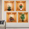 Pegatina de pared con marco de fotos 3D de simulación de flores y plantas verdes, para dormitorio, sala de estar, TV, fondo, autoadhesiva