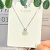 Collar de Plata Esterlina S925 para Mujer con Colgante de Jade Hetian y Zirconias, Cadena Clavicular Simple y Versátil, Colgante de Cadena Exquisito de Alta Gama