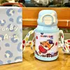 Copo Térmico Desenho Zootopia Infantil Portátil Antiderrapante Garrafa de Água com Canudo Garrafa Térmica a Vácuo
