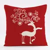 Funda de almohada roja de alce para Navidad, funda de cojín decorativa navideña para sofá, mesita de noche, impresa, sin relleno