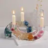 Molde de Silicone para Porta-Velas com Dois Furos em Forma de C e U, Gesso, Resina de Cristal, DIY Papoula