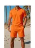 Conjunto de Polo y Shorts de Color Sólido para Hombre 2026, Casual de Verano con Cuello Revuelto, Manga Corta y Shorts a la Rodilla, Conjunto de Dos Piezas al por Mayor