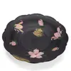Bandeja de té negra pintada a mano con forma de lirio, posavasos, bandeja para té seco, tapa para cuenco de té, base para cuenco de té, plato de postre, accesorios de juego de té de cerámica, para ceremonia del té china