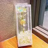 Flor Eterna Dorada Brillante Ramo de Rosas Artificiales Puesto Callejero del Parque del Mercado Nocturno Venta al por Mayor Día de San Valentín Chino Recuerdo Creativo