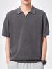 Camisa Polo de Punto con Cuello en V Seagull para Hombre Verano Estilo Old Money Camiseta de Punto Simple Holgada Casual Versátil Top de Manga Corta