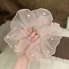 Scrunchie floral multicamadas estilo coreano, elástico de cabelo de alta qualidade, corda para coque estilo preguiçoso, acessório de cabelo elástico