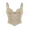 Sutiã de Espinha de Peixe Assimétrico de Renda de Camada Dupla Corset de Palácio Colete Estampado Modelador Corporal Ins Europeu e Americano