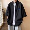 Camisas Casuais Esportivas Finas de Manga Curta para Homens Estilo Hong Kong Estilo Japonês Camisas e Jaquetas de Manga Meia para Meninos Modernos