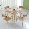 Muebles de Exterior Baican Madera Plástica Mesas y Sillas para Balcón Patio Sillas de Plástico Madera para Ocio al Aire Libre Sillas Simples de Madera Plástica para Terraza Cafetería