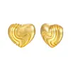 Nuevos Pendientes de Corazón con Textura Ondulada Chapados en Oro de 18 Quilates con Cobre y Circonita de Colores Microincrustados Estilo Retro de Palacio Pendientes Elegantes de Lujo