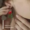 Par de Brincos Acrílicos Flor Rosa 2D Transfronteiriço Brincos Acrílicos de Natal Dia dos Namorados Acessórios Femininos