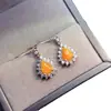 Venta al por mayor de fábrica Populares Pendientes de Ópalo de Fuego Natural Plata S925 Incrustado Piedra Principal 6*8 Joyería de Lujo Venta Directa de Fábrica