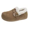 Zapatos de Algodón Cálido de Terciopelo Retro para Mujer 2026 Invierno Nuevos sin Cordones con Felpa Zapatos Tipo Birkenstock Suela Gruesa que Aumenta la Altura Cómodos