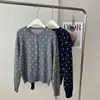 Novidades do Outono de 2026: Cardigan Versátil de Lã Mesclada com Bolinhas para Mulheres, Suéter de Tricô com Gola Redonda