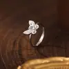 Anillo de Plata S925 Estilo Chino Nuevo Mariposa Jade Incrustado Diamante para Mujer, Lujo Ligero Jade Más Vendido Anillo Ajustable