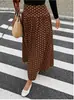 Falda Midi de Lunares de Cintura Alta en Línea A para Mujer, Adelgazante, Cubre Caderas, Casual, Versátil