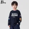 Camiseta de Manga Larga para Niños Beiteng Otoño Ropa Infantil Capa Base Niño Guapo Falso Dos Piezas Top Holgado Ropa de Algodón Puro