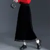 Falda de encaje de terciopelo línea A para mujer, nueva falda larga recta fluida de cintura alta para otoño e invierno 2026, moderna y rejuvenecedora para mujer