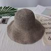 Cubierta Facial de Verano Protector Solar Sombrero de Pescador Hecho a Mano Crochet Sombrero para el Sol Sombrero de Playa Plegable Estilo Coreano Combinable Muestra el Rostro Sombrero de Cubeta Pequeño