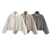 Chamarra bomber de otoño para mujer estilo europeo y americano, manga larga, cuello alto 26255