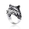 Anel Cabeça de Lobo Prata Tailandesa Europeu e Americano Chiba Retrô Moda Masculina Animal Exagerado Dominador Hip Hop Personalidade Anel Aberto