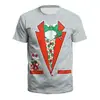 Ropa Festiva de Santa Claus Nueva Europea y Americana 2024 Impresión Digital 3D Juvenil Casual Holgada Cuello Redondo Manga Corta