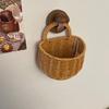 Cesta de Almacenamiento Satchel de Mimbre de Imitación Retro Cesta de Almacenamiento para Montar en la Pared Cesta Pequeña Cesta para Frutas Cesta para Verduras Cesta de Almacenamiento Tejida