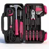 Yunbei Best-Seller Transfronteiriço Rosa Conjunto de Ferramentas Manuais Domésticas de 24 Peças para Meninas, com Armazenamento para Manutenção Diária do Carro e Uso Manual