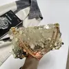 2026 Bolso Nuevo Cuadrado Pequeño con Cadena Textura de Lentejuelas Bolso de Mano Bolso de Hombro Moda Elegante Bolso para Fiesta de Cena de un Solo Hombro Cruzado