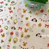 Pegatinas para Uñas Árbol de Navidad Estéreo en Relieve Hombre de Jengibre Muñeco de Nieve Cachorro Uñas Teléfono Móvil Taza de Agua Decoración Linda DIY