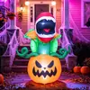 Decoração de Halloween Inflável Transfronteiriça Homem Assustador Flor Devoradora de Pessoas Abóbora com Luz LED Iluminada Decoração de Jardim Ornamento de Atmosfera de Festa