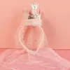 Diadema de Gasa con Corona para el Pelo Transfronteriza Fiesta de Cumpleaños Vestido de Novia Estilo Princesa Feliz Cumpleaños Tocado Lentejuelas Accesorios para el Cabello