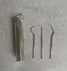Set Portátil de Cubo con Palillos y Hilo Dental de Acero Inoxidable 304, Set Portátil de Siete Piezas para Eliminar Manchas Dentales, Set de Cuidado Bucal, Palillo