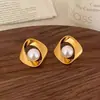 Nuevos pendientes de perlas de moda transfronterizos, pendientes versátiles únicos y de moda, pendientes irregulares de diseño nicho al por mayor