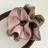 Goma para el Cabello de Flor de Doble Capa con Contraste de Color Crema Sal Marina Estilo Francés, Tejido Suave, Accesorio para el Cabello Elegante y de Alta Gama
